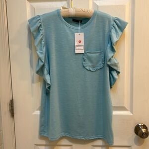 NWT Miholl ruffle sleeve and pocket tee
